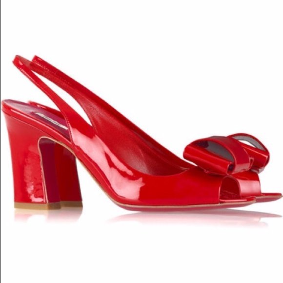 Miu Miu Shoes - NEW MIU MIU RED BOW PATENT LEATHER SLINGBACK SANDALS HEELS 38.5 REDUCED PRICE